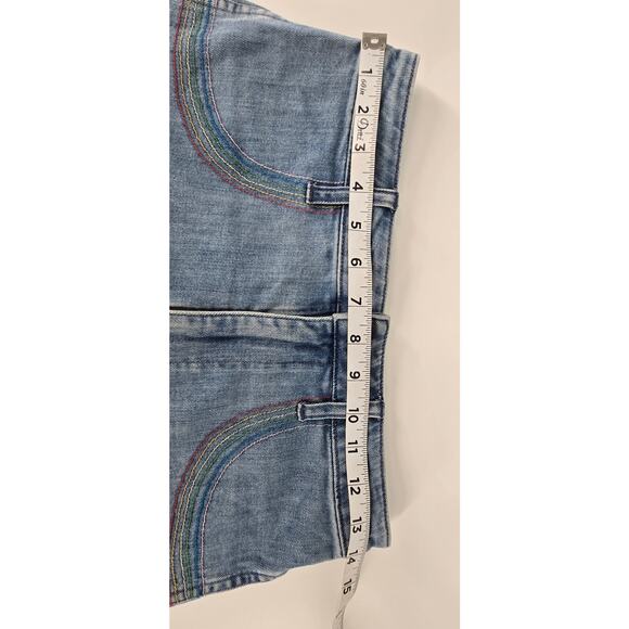 Madewell Emmett Rainbow Stitched Edition Medium Wash Wide Leg Crop Jean Women 27 - Picture 4 of 8